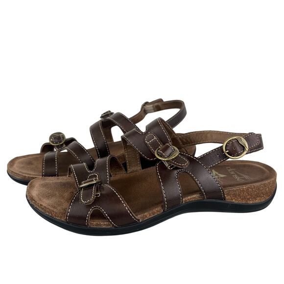 Dansko Women's Genuine Brown Leather Strappy Comfort Casual Sandals (Sz 9.5) - Picture 1 of 14